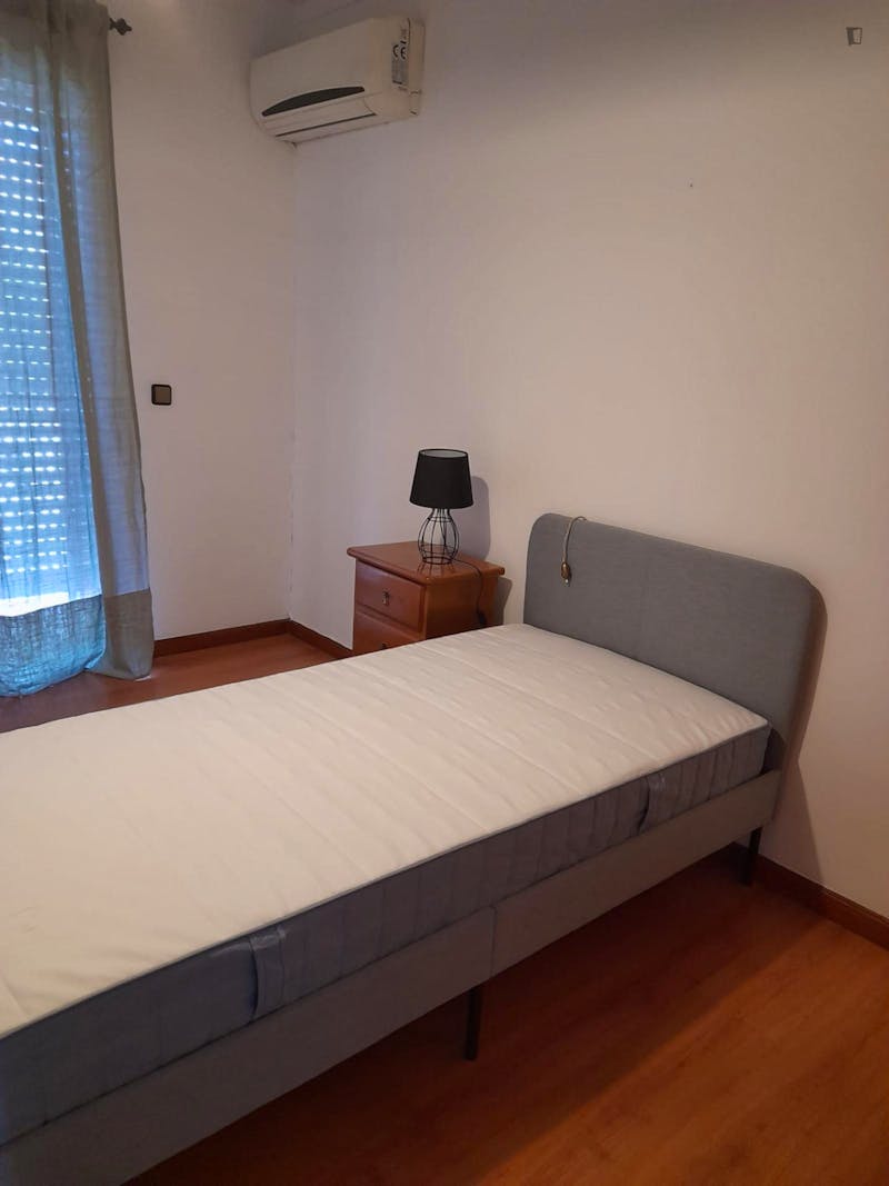 Comfy single bedroom with a balcony in a 3-bedroom apartment near Universidade do Minho