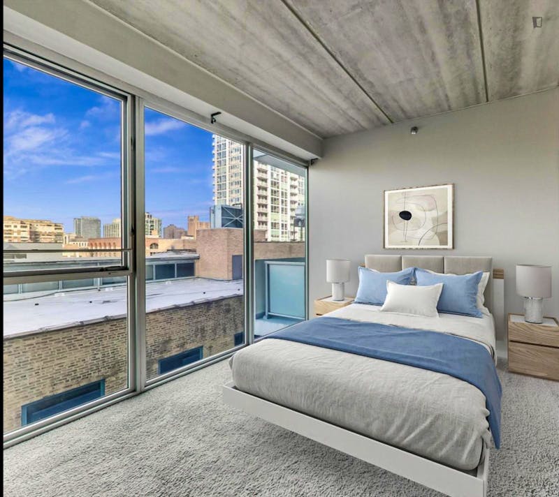 Elegant double bedroom in a residence, in the River North district