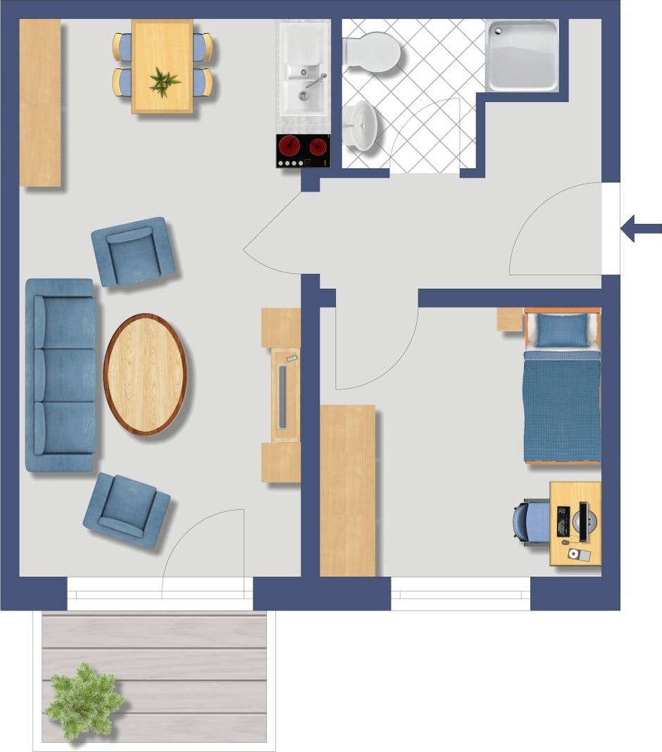 Cozy, modern apartment with free parking slot