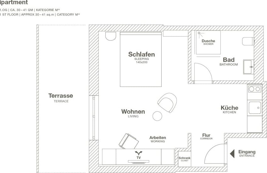 Serviced apartment with terrace in Wolfsburg - close to the VW factory