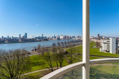 Luxury 11th floor apartment with two balconies with amazing Rotterdam skyline views